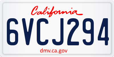 CA license plate 6VCJ294