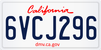 CA license plate 6VCJ296