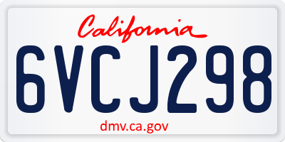 CA license plate 6VCJ298