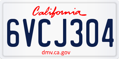 CA license plate 6VCJ304