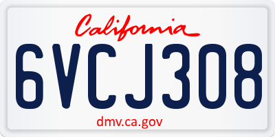 CA license plate 6VCJ308