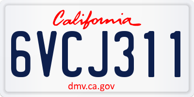 CA license plate 6VCJ311