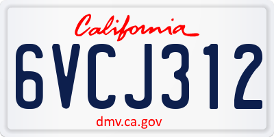 CA license plate 6VCJ312