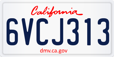 CA license plate 6VCJ313