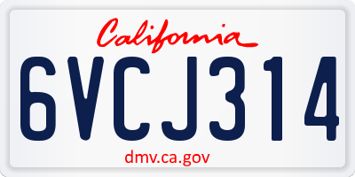 CA license plate 6VCJ314