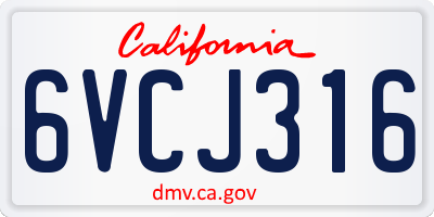 CA license plate 6VCJ316