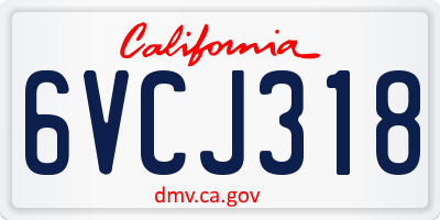 CA license plate 6VCJ318