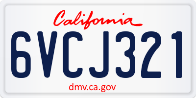 CA license plate 6VCJ321