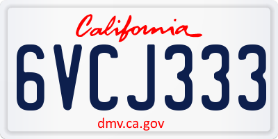CA license plate 6VCJ333