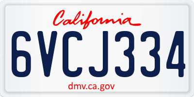 CA license plate 6VCJ334