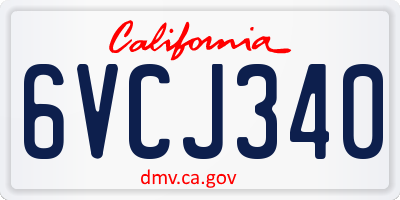 CA license plate 6VCJ340