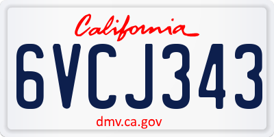 CA license plate 6VCJ343