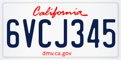 CA license plate 6VCJ345