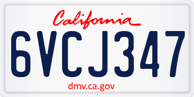 CA license plate 6VCJ347