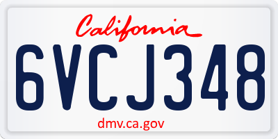 CA license plate 6VCJ348