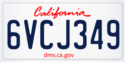 CA license plate 6VCJ349
