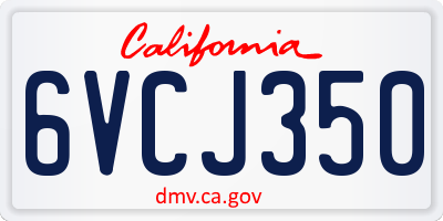 CA license plate 6VCJ350