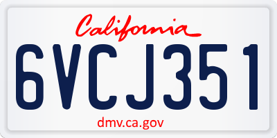 CA license plate 6VCJ351