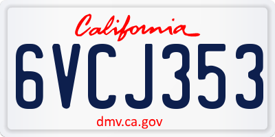 CA license plate 6VCJ353