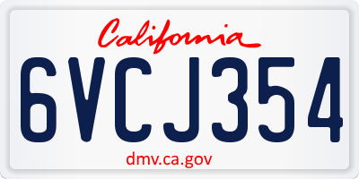 CA license plate 6VCJ354