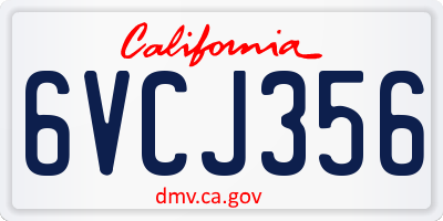 CA license plate 6VCJ356