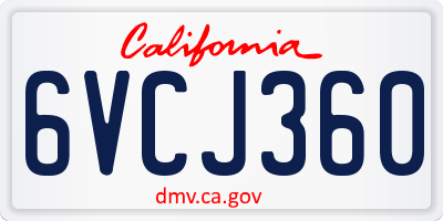 CA license plate 6VCJ360