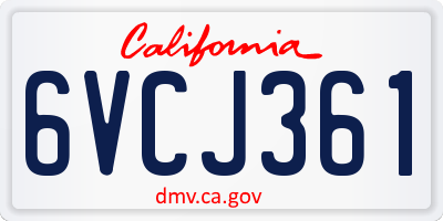 CA license plate 6VCJ361