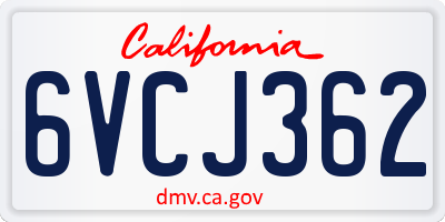 CA license plate 6VCJ362