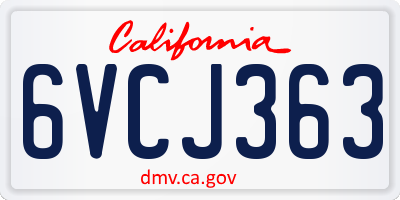 CA license plate 6VCJ363