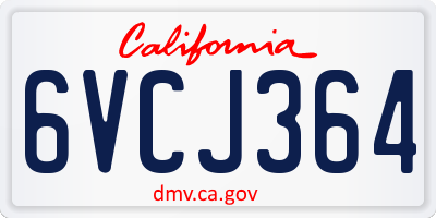 CA license plate 6VCJ364