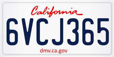 CA license plate 6VCJ365