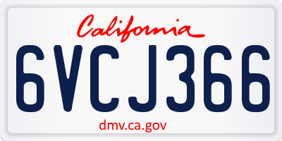 CA license plate 6VCJ366