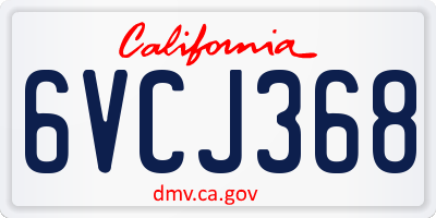 CA license plate 6VCJ368