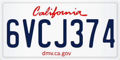 CA license plate 6VCJ374