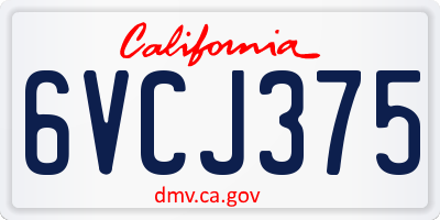 CA license plate 6VCJ375