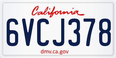 CA license plate 6VCJ378