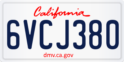 CA license plate 6VCJ380