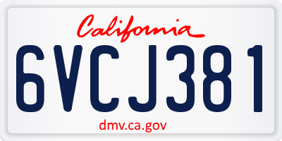 CA license plate 6VCJ381