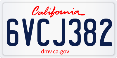 CA license plate 6VCJ382