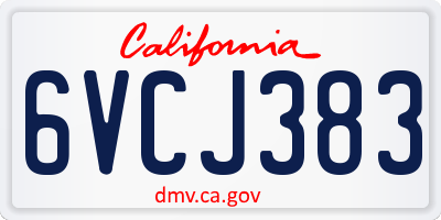 CA license plate 6VCJ383