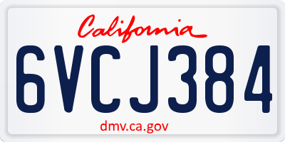 CA license plate 6VCJ384