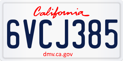 CA license plate 6VCJ385