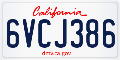 CA license plate 6VCJ386