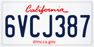 CA license plate 6VCJ387