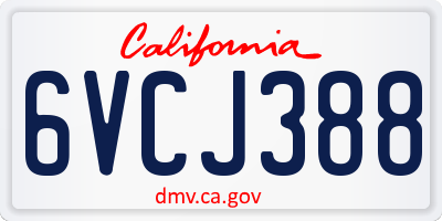 CA license plate 6VCJ388