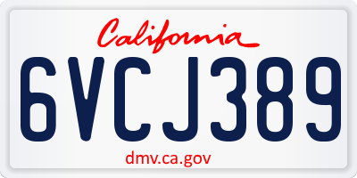 CA license plate 6VCJ389