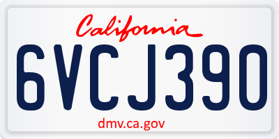 CA license plate 6VCJ390
