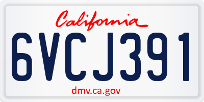 CA license plate 6VCJ391