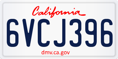 CA license plate 6VCJ396