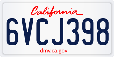 CA license plate 6VCJ398